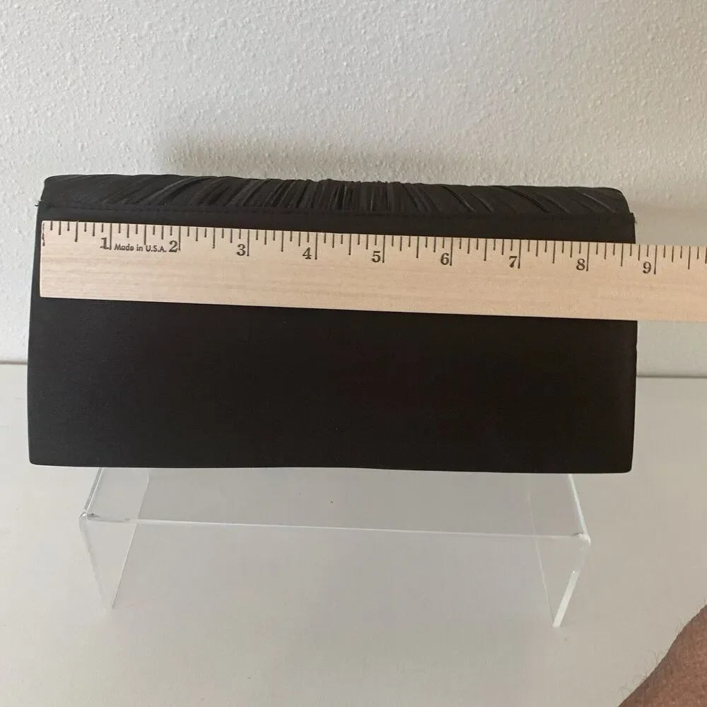 Vintage Formal Black Nylon Evening Clutch Use W/WO Hidden Shoulder Strap 9